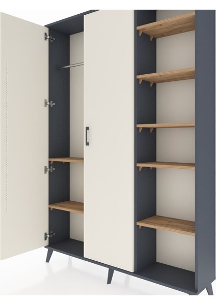 Arges Dolap 7 Raflı 2 Kapaklı Tek Askılı 132X30X195 Antrasit-Aytaşı/çam fırsatları