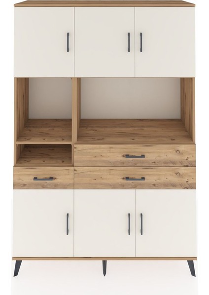 Hyperion Dolap 9 Raflı 3 Çekmeceli 6 Kapaklı 132X44X195 Çam-Aytaşı/çam