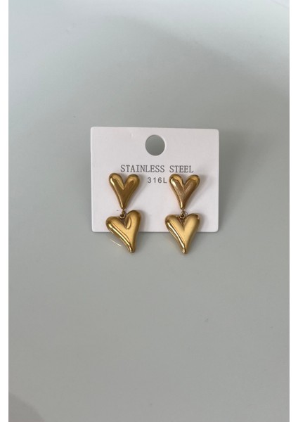 316L Paslanmaz Çelik Çift Kalp Sallantılı Küpe fiyatları