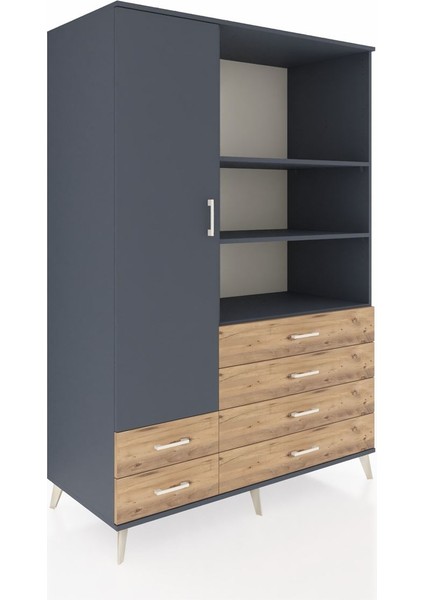 Kronos Dolap 7 Raflı 6 Çekmeceli Tek Kapaklı 132X59X195 Antrasit-Antrasit/çam fiyatları