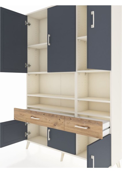 Arges Dolap 8 Raflı 2 Çekmeceli 6 Kapaklı 132X30X195 Aytaşı-Antrasit/çam fırsatları