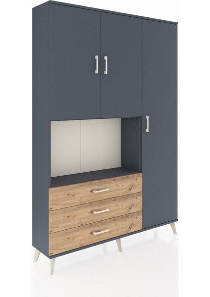 Arges Dolap 7 Raflı 3 Çekmeceli 3 Kapaklı 132X30X195 Antrasit-Antrasit/çam fiyatları