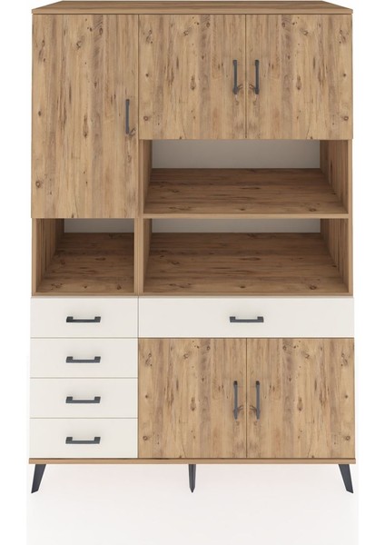 Kronos Dolap 9 Raflı 5 Çekmeceli 5 Kapaklı 132X59X195 Çam-Çam/aytaşı