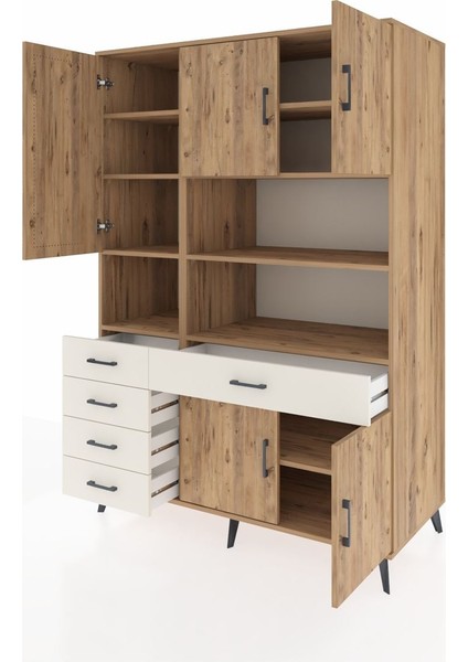 Kronos Dolap 9 Raflı 5 Çekmeceli 5 Kapaklı 132X59X195 Çam-Çam/aytaşı modelleri
