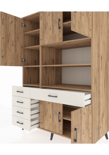 Kronos Dolap 9 Raflı 5 Çekmeceli 5 Kapaklı 132X59X195 Çam-Çam/aytaşı fırsatları