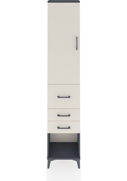 Arges Dolap 3 Raflı 3 Çekmeceli Tek Kapaklı 44X30X221 Antrasit-Aytaşı