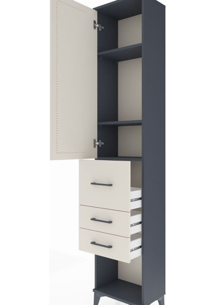 Arges Dolap 3 Raflı 3 Çekmeceli Tek Kapaklı 44X30X221 Antrasit-Aytaşı indirimleri