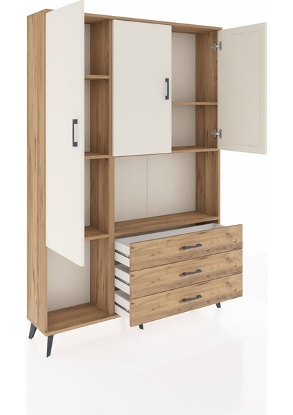 Arges Dolap 6 Raflı 3 Çekmeceli 3 Kapaklı 132X30X195 Çam-Aytaşı/çam indirimleri