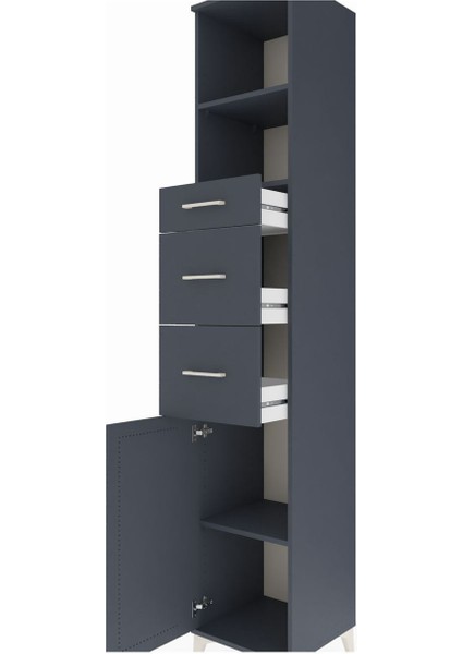 Hyperion Dolap 3 Raflı 3 Çekmeceli Tek Kapaklı 44X44X243 Antrasit-Antrasit indirimleri