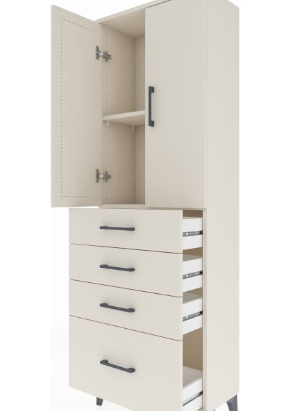 Arges Dolap 2 Raflı 4 Çekmeceli 2 Kapaklı 60X30X182 Aytaşı-Aytaşı indirimleri
