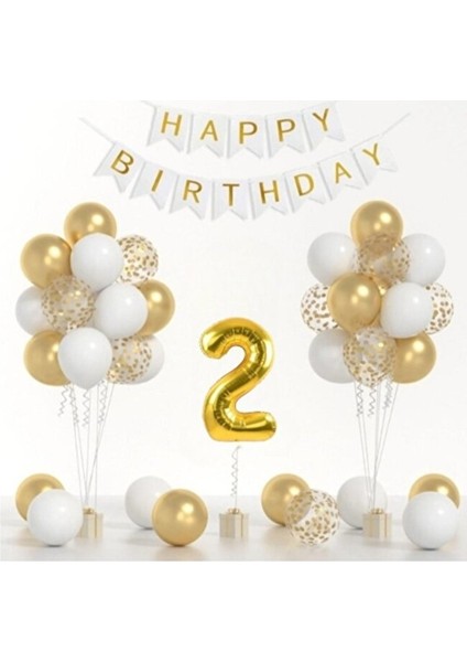 Gold Renk Doğum Günü Partisi Konsepti - Pullu Balon Krom Balon Folyo Rakam Balon- Yaş Günü