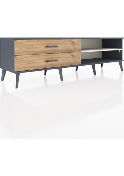 Hyperion Tv Ünitesi Tek Raflı 2 Çekmeceli 176X44X51 Antrasit-Aytaşı/çam fiyatları
