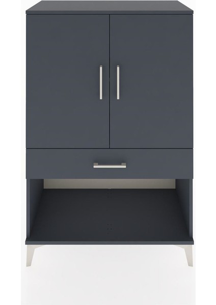 Hyperion Dolap 2 Raflı Tek Çekmeceli 2 Kapaklı 88X44X134 Antrasit-Antrasit