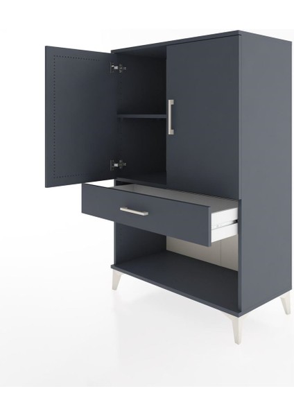 Hyperion Dolap 2 Raflı Tek Çekmeceli 2 Kapaklı 88X44X134 Antrasit-Antrasit fırsatları