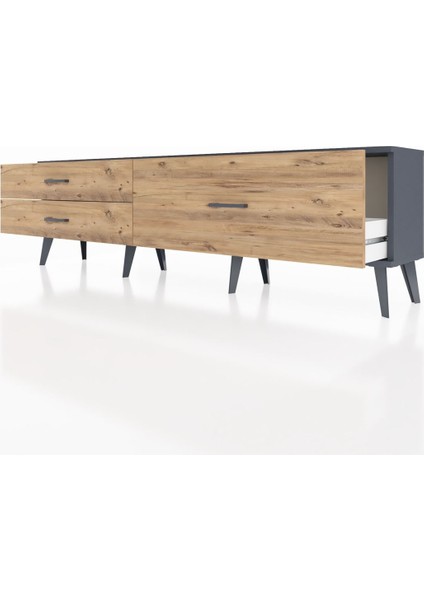 Arges Tv Ünitesi 3 Çekmeceli 176X30X51 Antrasit-Antrasit/çam fırsatları