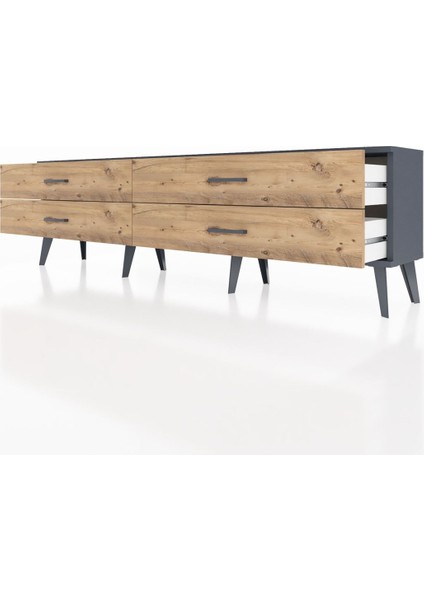Arges Tv Ünitesi 4 Çekmeceli 176X30X51 Antrasit-Antrasit/çam fırsatları