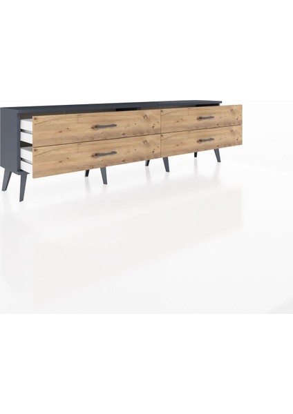 Arges Tv Ünitesi 4 Çekmeceli 176X30X51 Antrasit-Antrasit/çam indirimleri