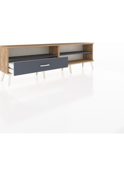 Arges Tv Ünitesi 2 Raflı Tek Çekmeceli 176X30X51 Çam-Antrasit/antrasit indirimleri