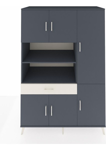 Kronos Dolap 10 Raflı Tek Çekmeceli 6 Kapaklı 132X59X195 Antrasit-Antrasit/aytaşı