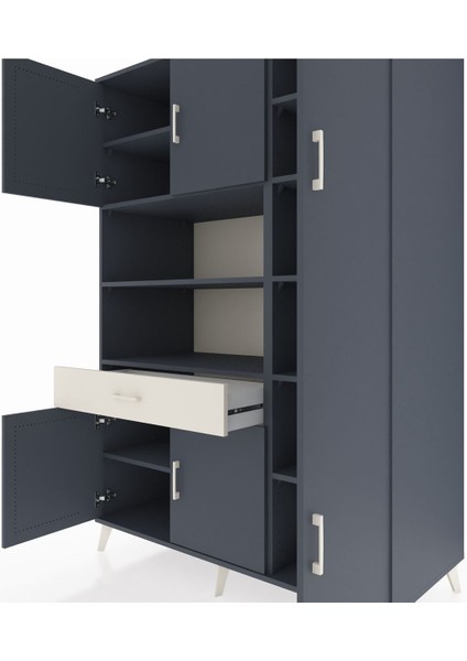 Kronos Dolap 10 Raflı Tek Çekmeceli 6 Kapaklı 132X59X195 Antrasit-Antrasit/aytaşı fırsatları