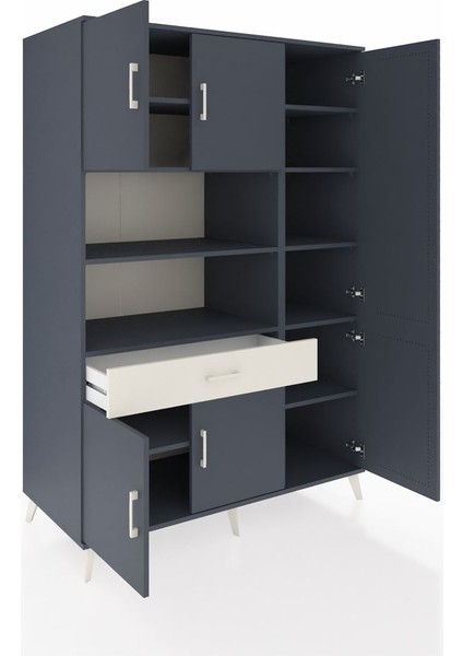 Kronos Dolap 10 Raflı Tek Çekmeceli 6 Kapaklı 132X59X195 Antrasit-Antrasit/aytaşı indirimleri