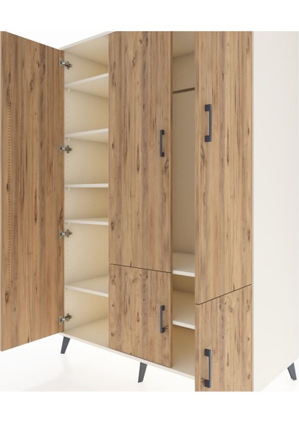 Kronos Dolap 7 Raflı 5 Kapaklı Tek Askılı 132X59X195 Aytaşı-Çam/aytaşı fırsatları