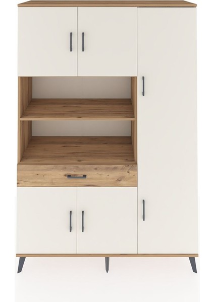 Hyperion Dolap 10 Raflı Tek Çekmeceli 6 Kapaklı 132X44X195 Çam-Aytaşı/çam