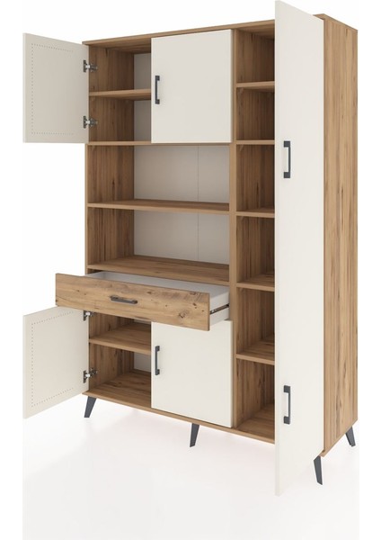 Hyperion Dolap 10 Raflı Tek Çekmeceli 6 Kapaklı 132X44X195 Çam-Aytaşı/çam modelleri