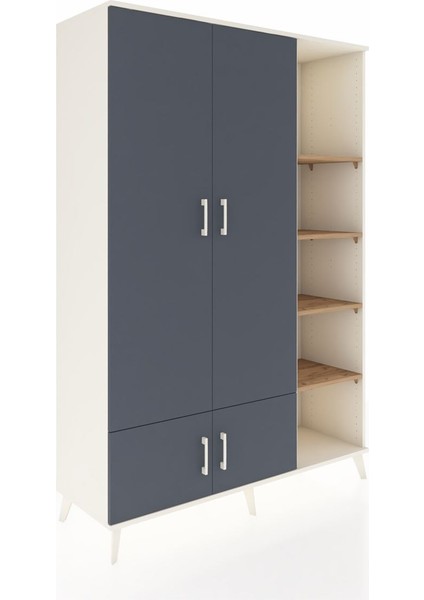 Hyperion Dolap 6 Raflı 4 Kapaklı Tek Askılı 132X44X195 Aytaşı-Antrasit/çam fiyatları