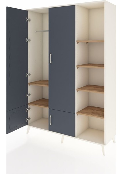 Hyperion Dolap 6 Raflı 4 Kapaklı Tek Askılı 132X44X195 Aytaşı-Antrasit/çam modelleri