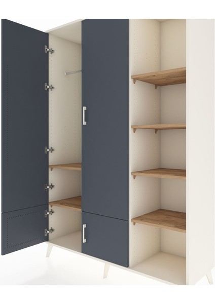 Hyperion Dolap 6 Raflı 4 Kapaklı Tek Askılı 132X44X195 Aytaşı-Antrasit/çam fırsatları