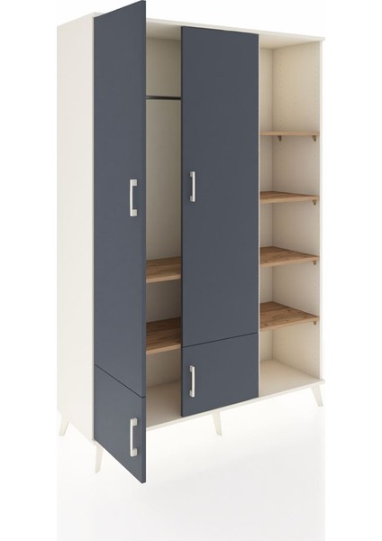 Hyperion Dolap 6 Raflı 4 Kapaklı Tek Askılı 132X44X195 Aytaşı-Antrasit/çam indirimleri