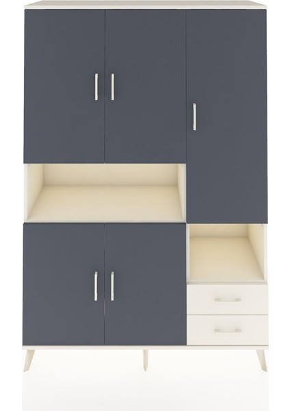 Hyperion Dolap 10 Raflı 2 Çekmeceli 5 Kapaklı 132X44X195 Aytaşı-Antrasit/aytaşı