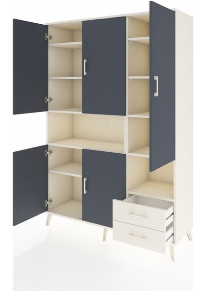 Hyperion Dolap 10 Raflı 2 Çekmeceli 5 Kapaklı 132X44X195 Aytaşı-Antrasit/aytaşı modelleri