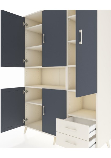 Hyperion Dolap 10 Raflı 2 Çekmeceli 5 Kapaklı 132X44X195 Aytaşı-Antrasit/aytaşı fırsatları