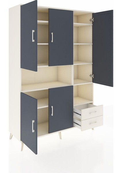 Hyperion Dolap 10 Raflı 2 Çekmeceli 5 Kapaklı 132X44X195 Aytaşı-Antrasit/aytaşı indirimleri