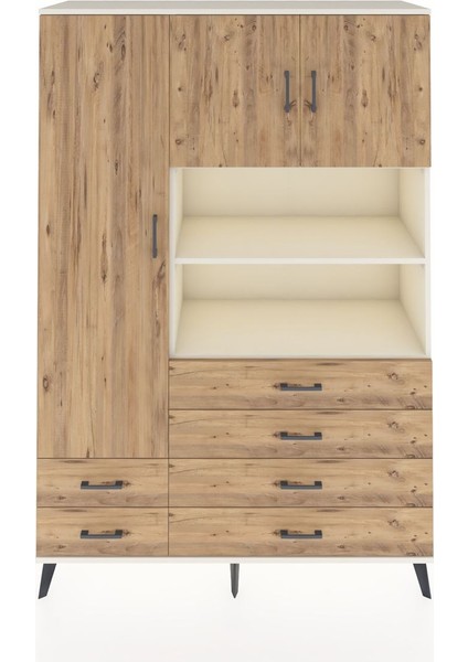 Hyperion Dolap 8 Raflı 6 Çekmeceli 3 Kapaklı 132X44X195 Aytaşı-Çam/çam