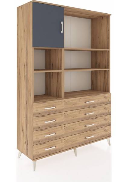 Hyperion Dolap 7 Raflı 8 Çekmeceli Tek Kapaklı 132X44X195 Çam-Antrasit/çam fiyatları