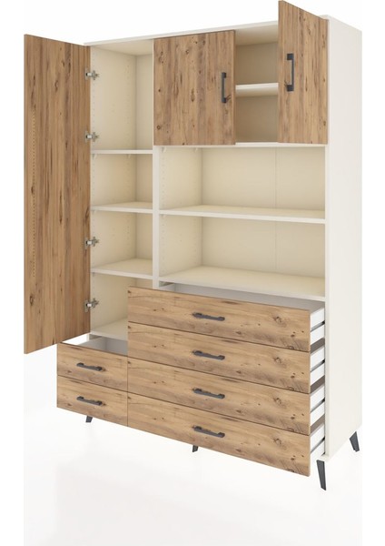 Hyperion Dolap 8 Raflı 6 Çekmeceli 3 Kapaklı 132X44X195 Aytaşı-Çam/çam modelleri
