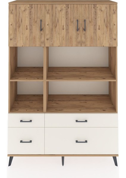 Hyperion Dolap 8 Raflı 4 Çekmeceli 3 Kapaklı 132X44X195 Çam-Çam/aytaşı