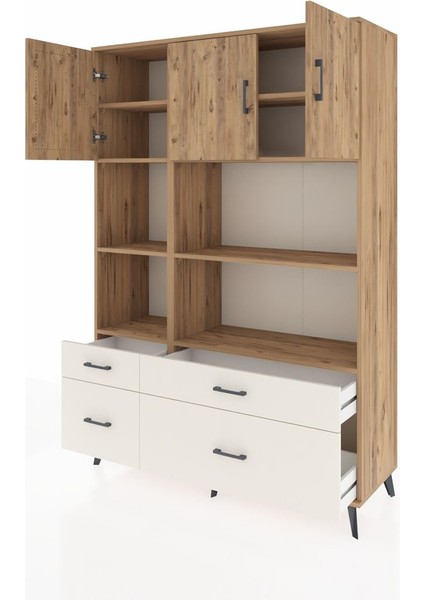 Hyperion Dolap 8 Raflı 4 Çekmeceli 3 Kapaklı 132X44X195 Çam-Çam/aytaşı modelleri