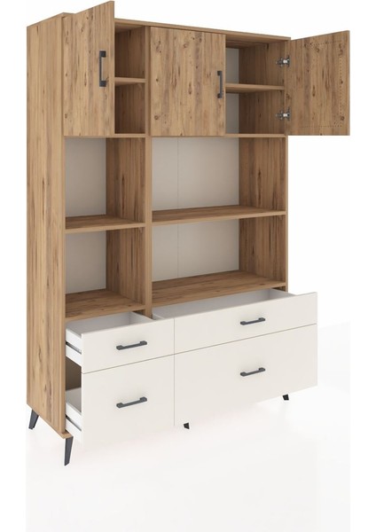 Hyperion Dolap 8 Raflı 4 Çekmeceli 3 Kapaklı 132X44X195 Çam-Çam/aytaşı indirimleri