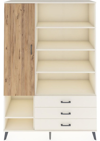 Hyperion Dolap 9 Raflı 3 Çekmeceli Tek Kapaklı 132X44X195 Aytaşı-Çam/aytaşı
