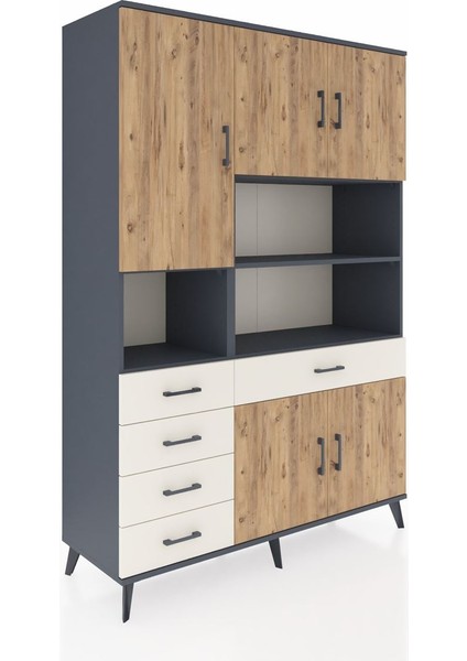 Hyperion Dolap 9 Raflı 5 Çekmeceli 5 Kapaklı 132X44X195 Antrasit-Çam/aytaşı fiyatları