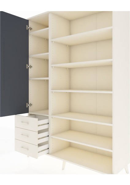 Hyperion Dolap 9 Raflı 3 Çekmeceli 3 Kapaklı 132X44X195 Aytaşı-Antrasit/aytaşı fırsatları