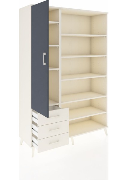 Hyperion Dolap 9 Raflı 3 Çekmeceli 3 Kapaklı 132X44X195 Aytaşı-Antrasit/aytaşı indirimleri