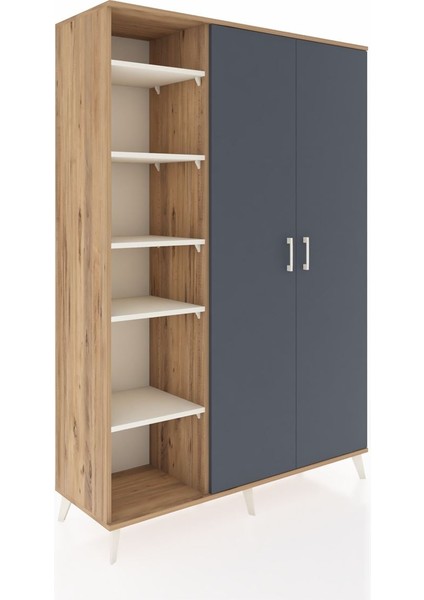 Hyperion Dolap 7 Raflı 2 Kapaklı Tek Askılı 132X44X195 Çam-Antrasit/aytaşı fiyatları