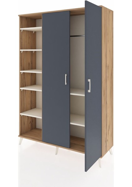 Hyperion Dolap 7 Raflı 2 Kapaklı Tek Askılı 132X44X195 Çam-Antrasit/aytaşı modelleri