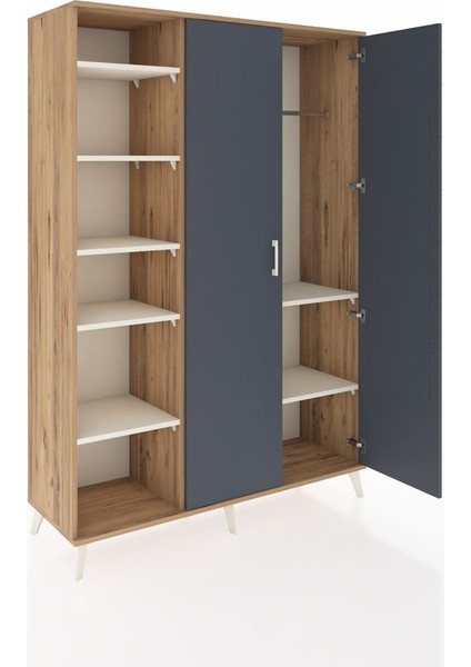 Hyperion Dolap 7 Raflı 2 Kapaklı Tek Askılı 132X44X195 Çam-Antrasit/aytaşı indirimleri