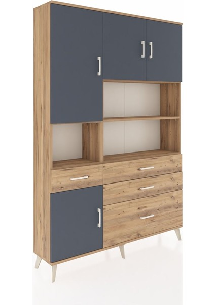 Arges Dolap 9 Raflı 4 Çekmeceli 4 Kapaklı 132X30X195 Çam-Antrasit/çam fiyatları